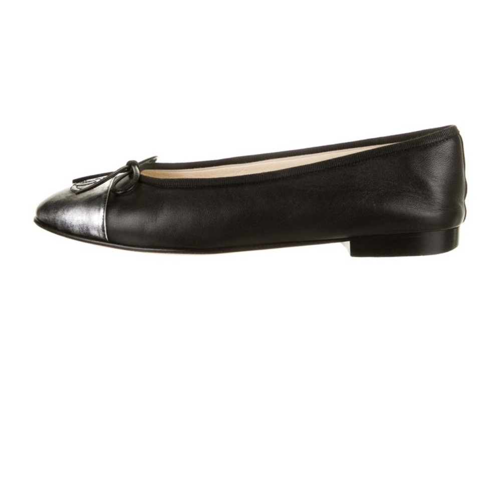 Chanel CC ballet flat black and silver